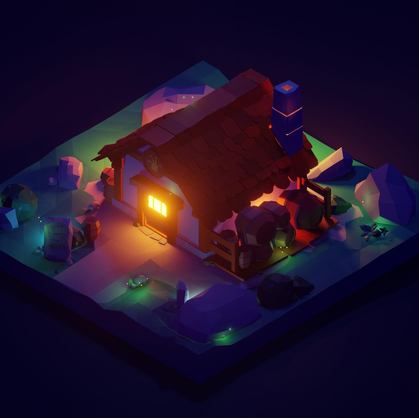 EEVEE and cycles render and the image I used as inspiration. Now for day time! #blender #blender3d #blendercommunity-1